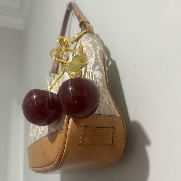 Coach 6094 Signature Leather Jacquard Demi cream Pouch Shoulder Bag Y2K - Picture 3 of 9